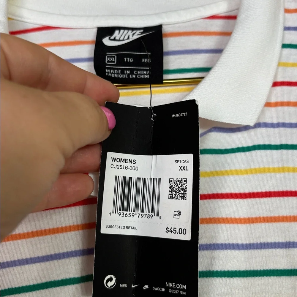 NWT Nike Rainbow‎ multi stripe cropped polo